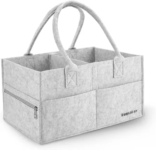 Vista 11 de Runsabay. Cesta para guardería - Organizador de pañales para bebé para cambiador - Porta pañales portátil con asa - Organizador para auto