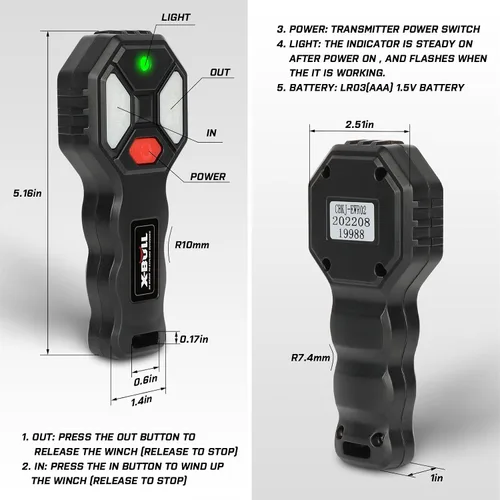 Vista 4 de X-BULL Nuevo Kit de Control Remoto Inalámbrico 2 con Interruptor de Mano para Coche, ATV, SUV, 12V