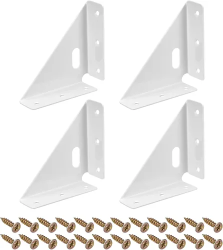 Vista 8 de uxcell 4 soportes de esquina angulares de 3.386 in x 3.386 in, soportes de acero laminado en frío con tornillos para borde de cama de escritorio