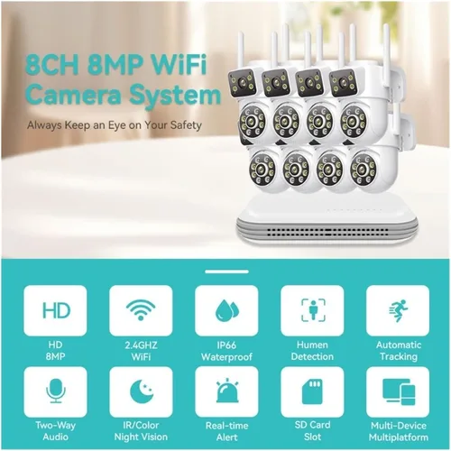 Vista 2 de Sistema de cámara de seguridad WiFi NVR de 8CH 8MP 2PCS CAMERA_EU