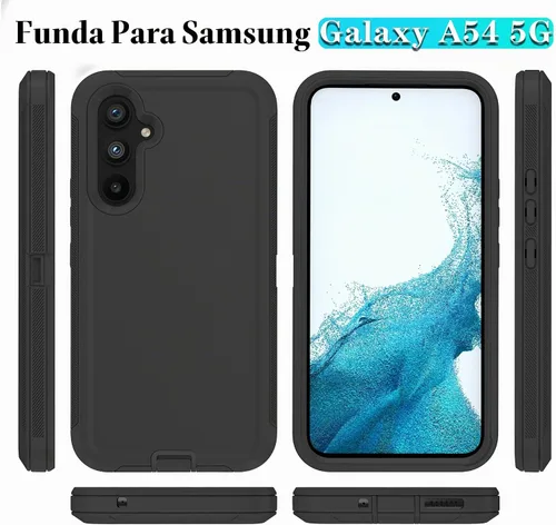 Vista 7 de Funda para teléfono Qinmay para Samsung Galaxy A54 5G con protector de pantalla HD, funda de 3 capas resistente a golpes y caídas para Galaxy A54