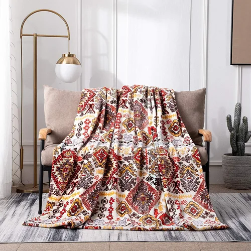 Vista 7 de DaDa Bedding - Manta de forro polar de visón bohemio del suroeste, ligera, acogedora, de granja, azteca, habana, geométrica, abstracta, suave
