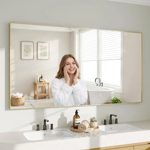 Vista 37 de Koonmi Espejo de pared rectangular negro, espejo de baño de 20 x 30 pulgadas, espejo de tocador con marco de aluminio para entrada, sala de estar