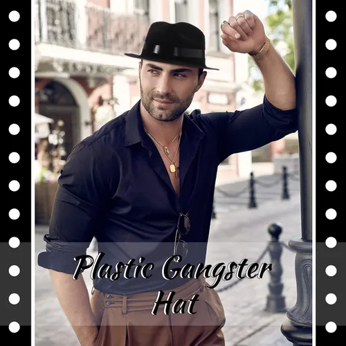 Vista 5 de Sureio Sombrero de gángster de 12 piezas, sombreros de plástico para caballeros, sombreros de disfraz de gángster para hombres, mujeres, niños