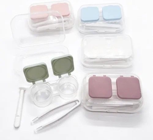 Vista 8 de Fundas para lentes de contacto, colorido soporte para lentes de contacto, estuche de contacto transparente, mini lente de contacto portátil