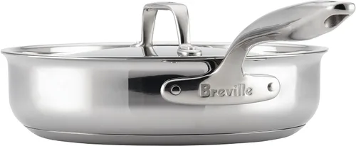 Vista 3 de Breville Clad - Sartén para saltear de acero inoxidable, sartén con tapa, 3.5 cuartos de galón, color plateado