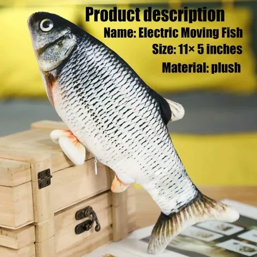 Vista 2 de QIAONIUNIU Juguetes de peluche interactivos de peces móviles eléctricos