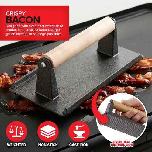Vista 4 de Modern Innovations Kit de Accesorios para Desayuno en Plancha - Dispensador de Masa para Panqueques para Plancha, Prensa de Parrilla de Hierro