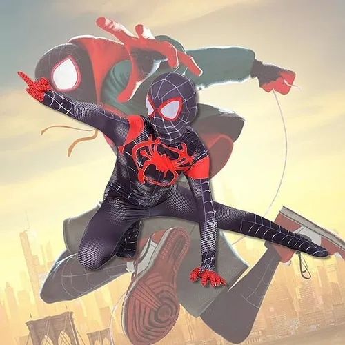 Vista 2 de ELLIAT Disfraz de araña negra para niños