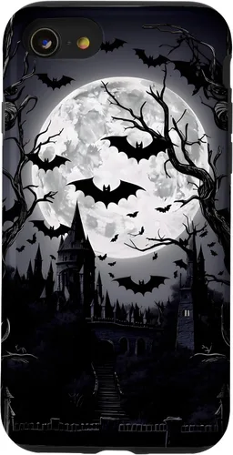 Vista 18 de Goth & Gothic, Bats & Moon, Horror Themed Castle, Dark Emo Case for iPhone 17
