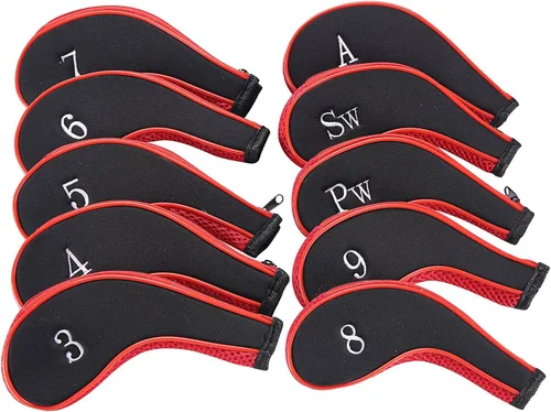 Vista 7 de Neopreno Cremallera Golf Club Hierro Cabeza Cubiertas Hierro Cubiertas 10pcs/Set Iron Covers, Multiple Colors for Option, Neoprene