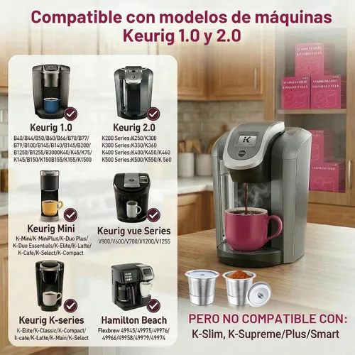 Vista 7 de K Cups reutilizables para Keurig, cápsulas de café reutilizables de acero inoxidable universales compatibles con las cafeteras Keurig 1.0 y 2.0