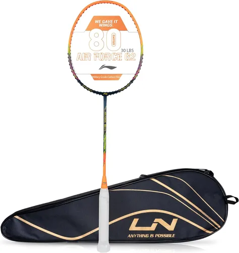 Vista 12 de Li-Ning Air Force 77 G2 - Raqueta de bádminton de fibra de carbono con cubierta completa