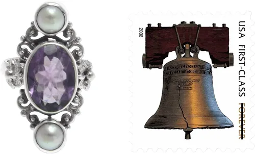 Vista 2 de NOVICA Anillo artesanal de amatista de perlas de agua dulce cultivadas a mano .925 plata de ley 925, piedra natal floral de Indonesia con piedra