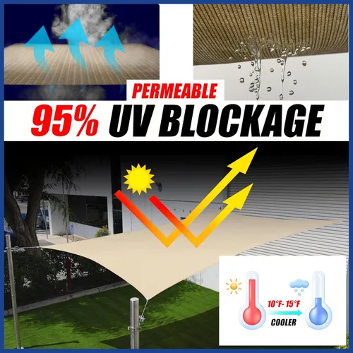 Vista 2 de ShadeMart Vela de sombra solar triangular verde de 4' x 4' x 4' UPF50 smTAPRT20 Pantalla de tela de toldo resistente, permeable al agua y aire