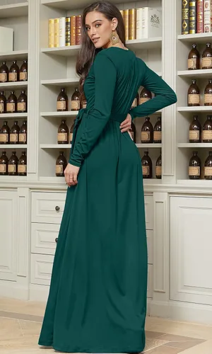 Vista 5 de KOH KOH - Maxivestido de noche de cóctel con escote en V y manga larga, para mujer