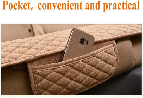 Vista 5 de Funda de cojín para asiento de automóvil con bolsillo pequeño, ajuste universal, tela acolchada, alfombrilla transpirable para conducción, 2
