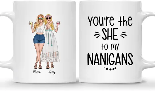 Vista 15 de Gossby Taza personalizada (2 mujeres) Besties Forever Best Friend Regalos de amistad para mujeres, niñas, hermana, taza de café