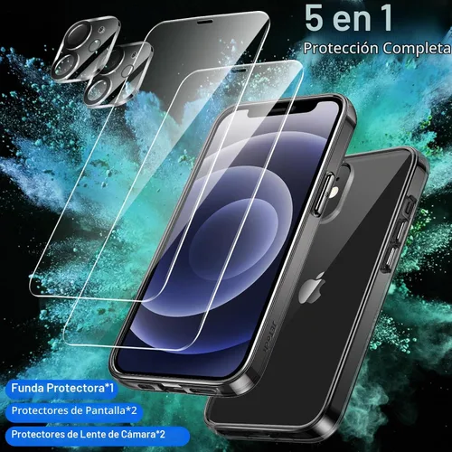 Vista 2 de JETech Funda 5 en 1 para iPhone 12, antiamarilleo, color negro