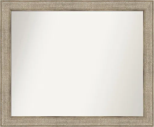 Vista 245 de Amanti Art Espejo de baño plateado para sobre fregadero, 26 x 26 pulgadas, espejo cuadrado de níquel pulido, marco de madera tradicional mediano, se