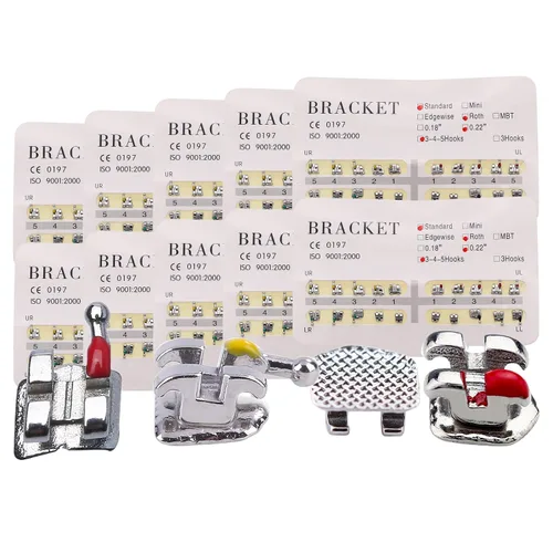 Vista 10 de Dientes Modelo Llaves, Soportes Typodont, ranuras .022 3-4-5 con ganchos 200pcs (MBT, Estándar)
