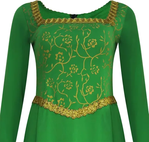 Vista 3 de Adult Fiona Costume Dress Cosplay Princess Dress for Women Long Sleeve Gown Halloween with Headgear
