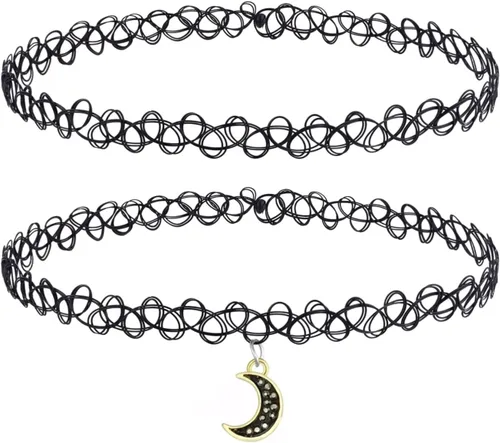 Vista 23 de BodyJ4You Gargantilla de 2 piezas para mujer - Yin Yang mariposa unicornio Negro clásico