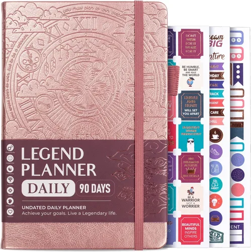 Vista 11 de Legend - Agenda diaria sin fecha, camino de día por hora, A5 de 3 meses Negro
