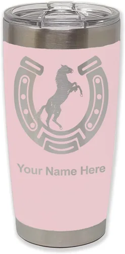 Vista 15 de LaserGram Vaso personalizado de 20 onzas, herradura con caballo (negro)