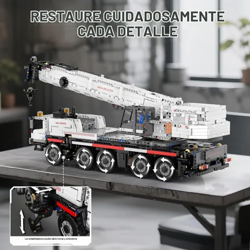 Vista 5 de Mould King Juegos de construcción de grúas de construcción, modelo de vehículo de construcción programable 17075 APP, kits de construcción de grúas