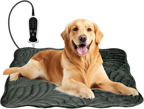 Vista 23 de Almohadilla térmica para mascotas para perro, 9 ajustes de tiempo y tubo protector de metal, añade calentamiento de cuerda de alambre, viene