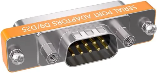Vista 6 de DB9 hembra a DB25 hembra de perfil bajo y módem Mini adaptador, naranja (F/F)