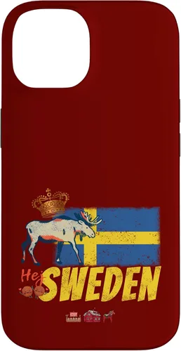 Vista 4 de Funda para iPhone 16 Suecia con bandera vintage y recuerdo de alce