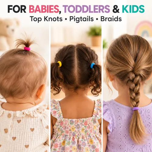 Vista 5 de TIZZ - Lazos para el cabello para bebés y niños pequeños, elásticos suaves Dulce