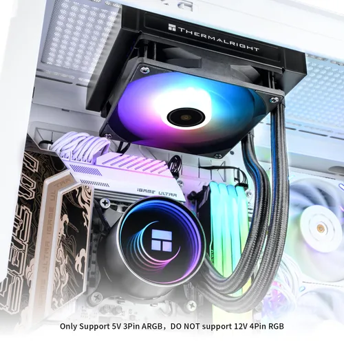 Vista 7 de Thermalright Frozen Notte 120 ARGB - Enfriador de CPU líquido negro con ventilador ARGB de 120 mm y PWM - Hasta 2000 RPM, para AMD/AM4/AM5, Intel