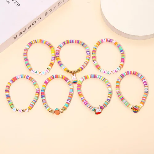Vista 217 de Surfer Heishi - Pulseras apilables para mujer, apilables, de vinilo arcoíris, disco de arcilla, pulseras elásticas para la amistad, joyería bohemia