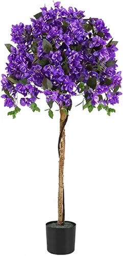 Vista 10 de Árbol artificial de buganvilla de 4.5 pies, planta falsa alta para decoración de interiores y exteriores