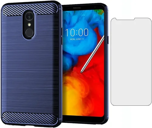 Vista 7 de Asuwish Funda para LG Stylo 4 con protector de pantalla de vidrio templado y accesorios para celular, funda delgada y suave de goma de silicona Negro
