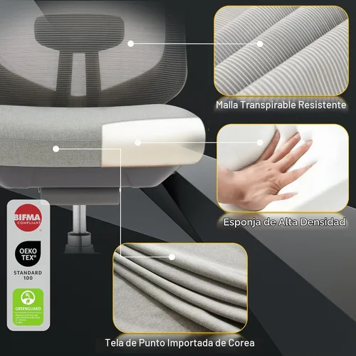 Vista 6 de COLAMY Silla de oficina ergonómica de malla, silla de escritorio ejecutiva con respaldo alto con reposacabezas ajustable, brazo 4D, asiento