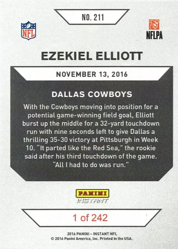 Vista 2 de 2016 Panini Instant #211 Ezekiel Elliott Rookie Card - Only 242 made!