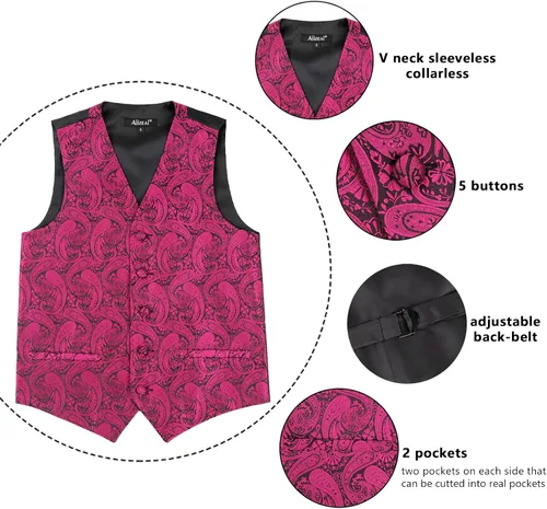 Vista 46 de Alizeal Conjunto de 2 piezas de corbata de lazo preatada de jacquard de cachemira con estampado floral clásico para niños