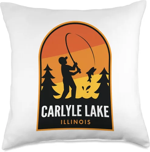 Vista 4 de Carlyle Lake IL Merch Carlyle Lake Illinois - Almohada de pesca, 16 x 16 pulgadas, multicolor