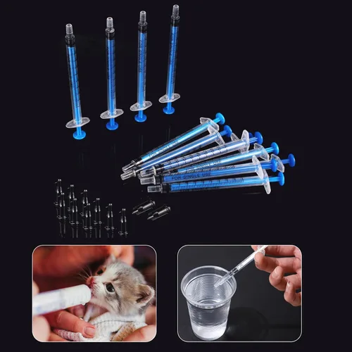 Vista 6 de Paquete de 20 jeringas de 1ml con tapa para líquido, jeringas pequeñas de plástico de 1cc con cubierta para mascotas orales, laboratorios