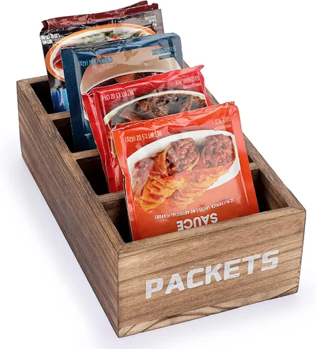 Vista 10 de BSTKEY Organizador de paquetes de condimentos, organizador de almacenamiento de paquetes de alimentos con 4 compartimentos, organizador