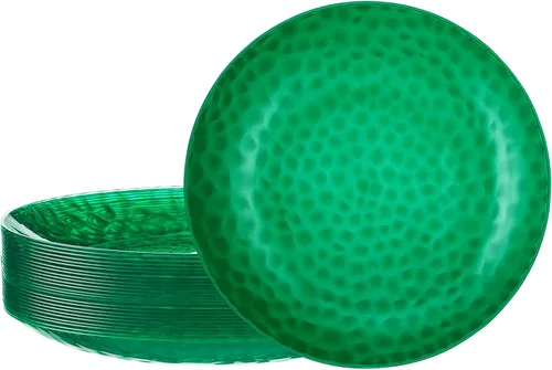 Vista 15 de PLASTICPRO Paquete de 30 platos de plástico martillado, platos de plástico desechables pesados, elegantes platos de fiesta transparentes martillados
