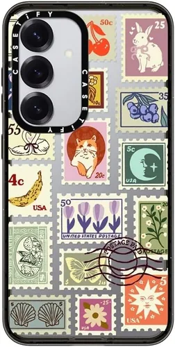 Vista 73 de CASETiFY Funda de impacto para Galaxy S22+ - Adhesivo Aries Moross, color negro transparente