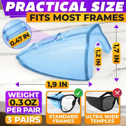Vista 2 de BURIUS Protectores laterales de seguridad para lentes con clip – Se ajustan al 98% de las gafas Protecciones ligeras de laboratorio