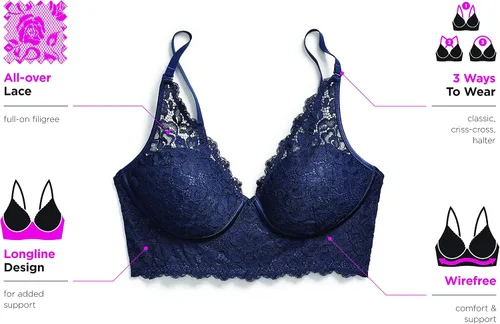 Vista 5 de Maidenform - Brasier convertible de encaje sin varillas Pure Comfort para mujer, corpiño de línea larga