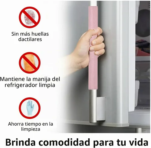 Vista 6 de Juego de 2 fundas para manija de puerta de refrigerador rosado