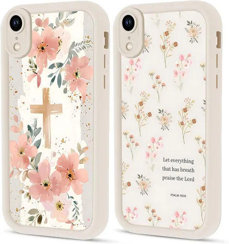 Vista 22 de Paquete de 2 fundas protectoras para iPhone 8 Plus/7 Plus de 5.5 pulgadas con collage de versículos bíblicos de Jesús para mujeres y niñas, diseño